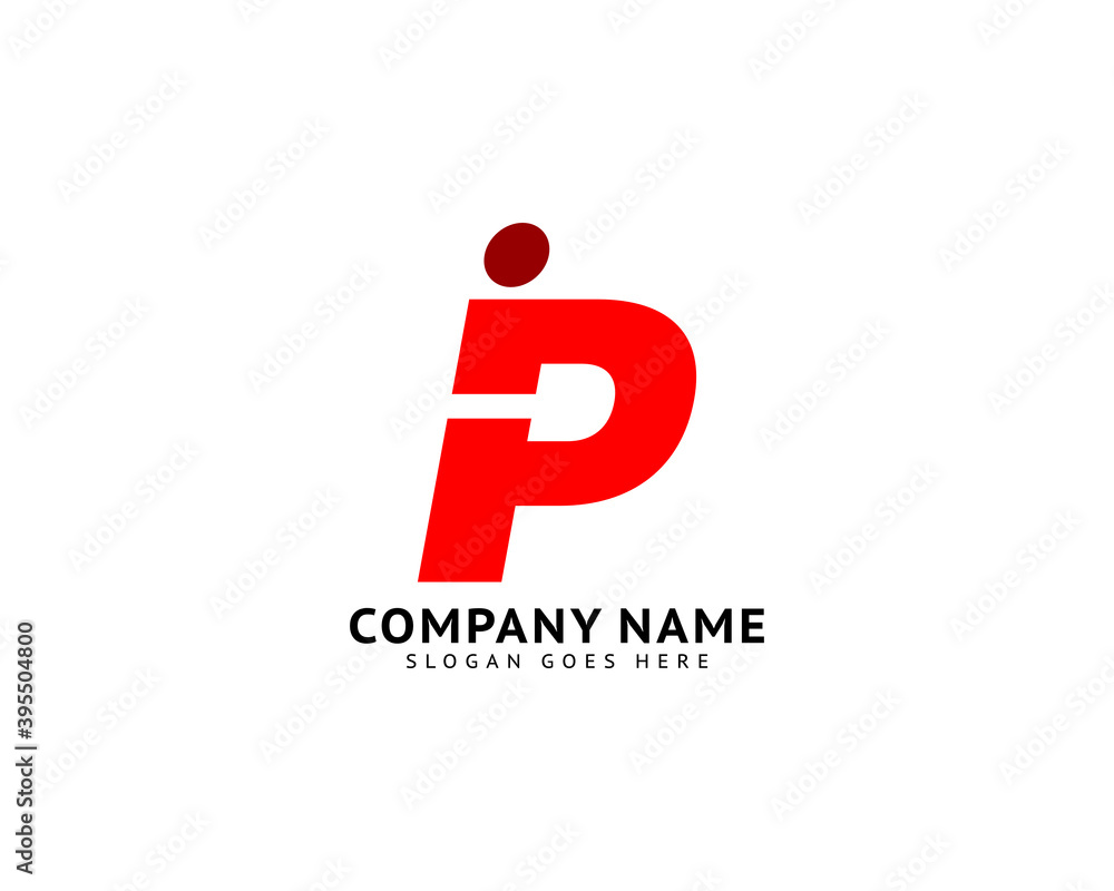 Obraz premium Initial Letter P People Logo Design