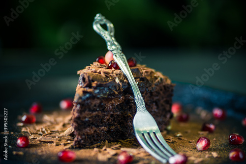 Delicious Chocolate Cake on Dark Background