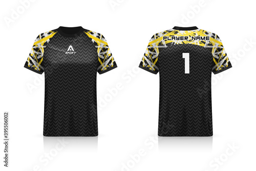 Specification Soccer Sport mockup , Esports Gaming T Shirt Jersey template. mock up uniform . Vector Illustration design