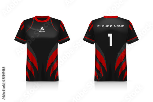 Specification Soccer Sport mockup , Esports Gaming T Shirt Jersey template. mock up uniform . Vector Illustration design