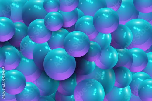 Abstract background with 3d sphere, marbles, glow balls, balloon in gradient color, applicable for banner, poster, flyer 