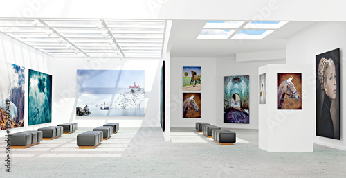 Εκτύπωση καμβά 3D illustration with an art gallery