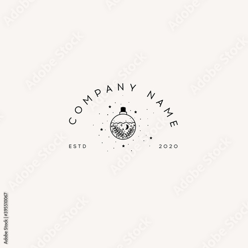 Logotype Template Mystical poison with moon and stars. Stars, constellations, moon.