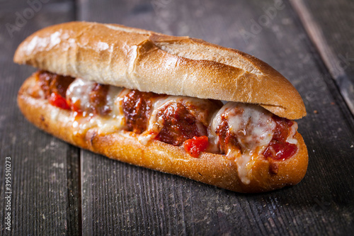 Meatball sandwich with cheese sandwich photo