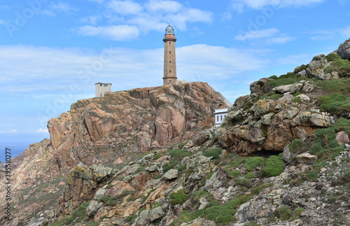 Faro Vilan, the oldest electric lighthouse (1896) in Spain at famous Costa da Morte Region. Camariñas, Coruña, Galicia, Spain.