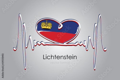 Hand painted heart and Lichtenstein Flag in Vector Format