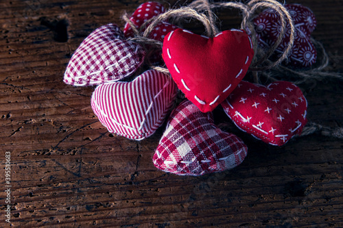 Fototapeta Naklejka Na Ścianę i Meble -  still life with padded fabric hearts