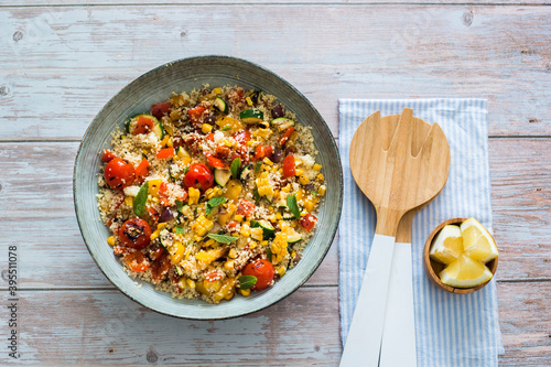 Summery couscous salad with grilled vegetables photo