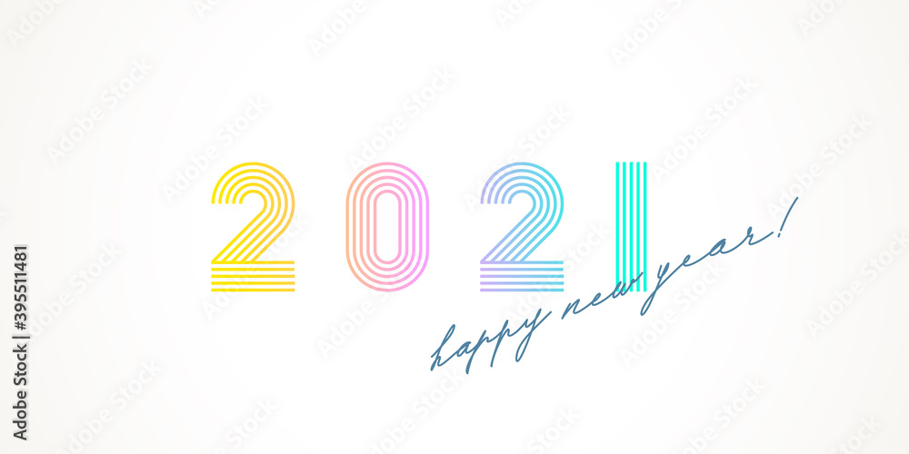 Multicolored 2021 new year logo with calligraphic holiday greeting on a white background. Design for greeting card, invitation, calendar, etc. Multicolored 2021 new year logo with calligraphic holiday greeting on a white background. Design for greeting card, invitation, calendar, etc.