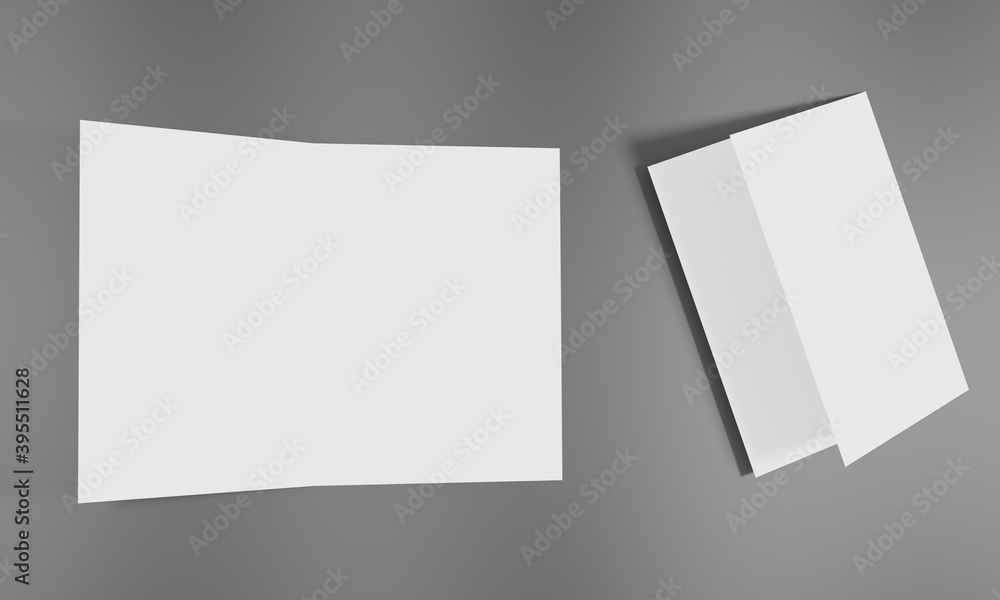 Blank white sheet for mockup and presentation design. 3d illustration. Blank white sheet for mockup and presentation design. 3d illustration.
