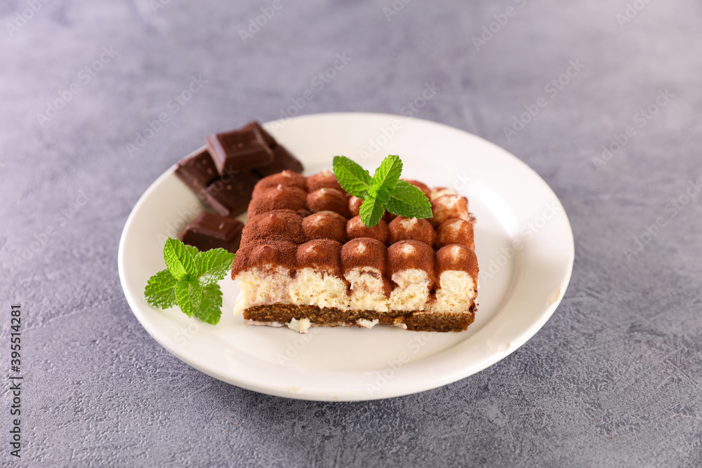 tiramisu cake with cocoa and mint tiramisu cake with cocoa and mint