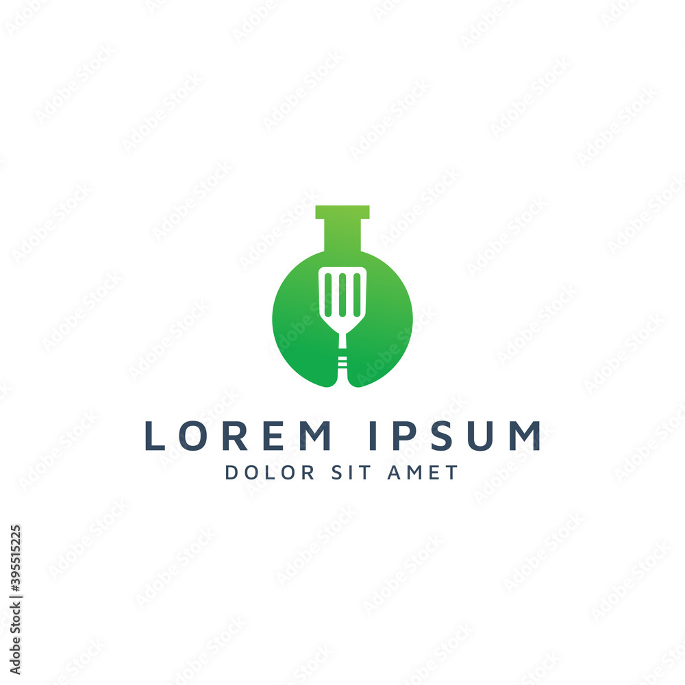 lab and spatula negative space logo design lab and spatula negative space logo design