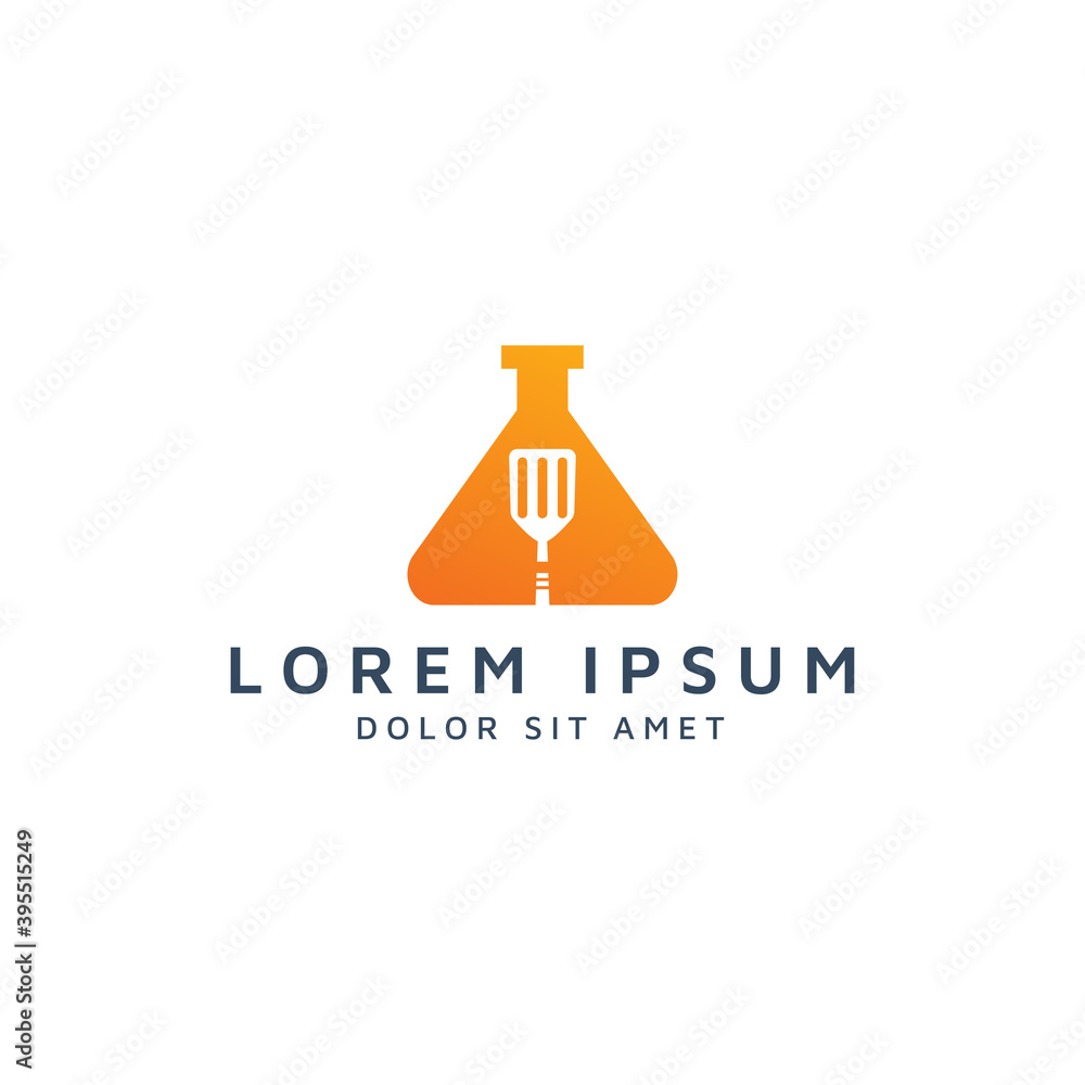 lab and spatula negative space logo design lab and spatula negative space logo design