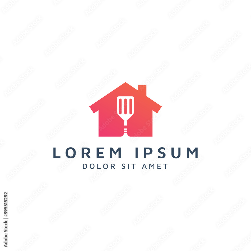 building and spatula negative space logo design