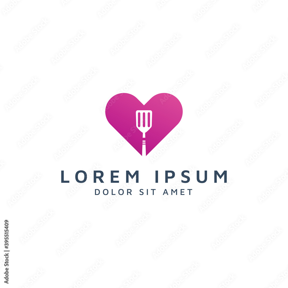 heart and spatula negative space logo design heart and spatula negative space logo design