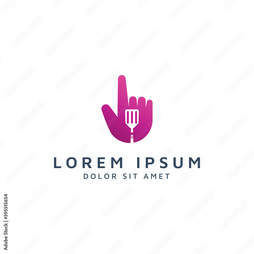 hand and spatula negative space logo design hand and spatula negative space logo design