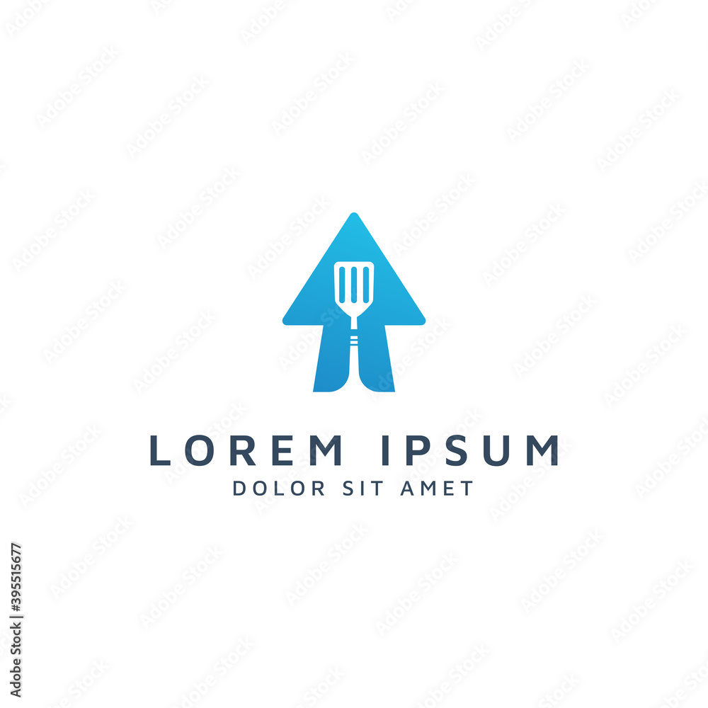 arrow and spatula negative space logo design arrow and spatula negative space logo design