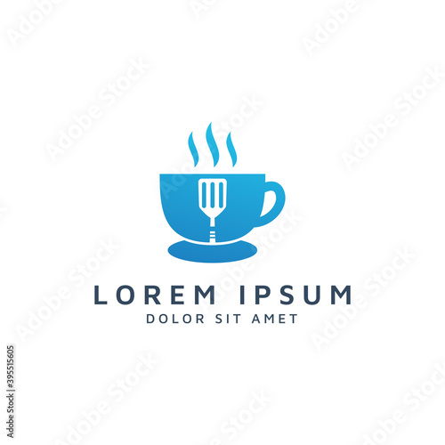 coffee and spatula negative space logo design