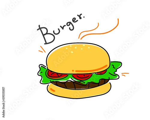 Hamburger Cartoon Vector Illustration Isolated On White background.
