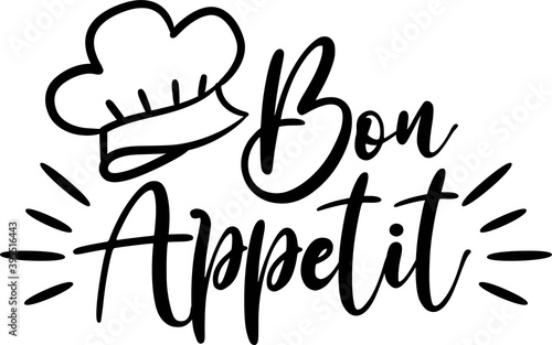 Bon appetit on the white background. Vector illustration