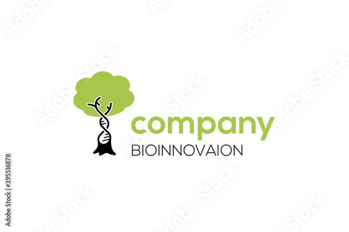 Tree with DNA shape logo. Biotechnology Creative Concept. 