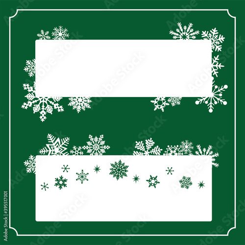 Winter Holiday Frame with snowflakes. Christmas vector frame. クリスマスフレーム、ホリデーフレームイラスト
