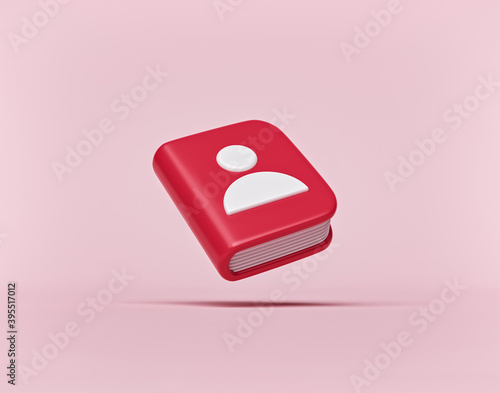 minimal design. address, contact, directory, phone, telephone book icon. 3d rendering