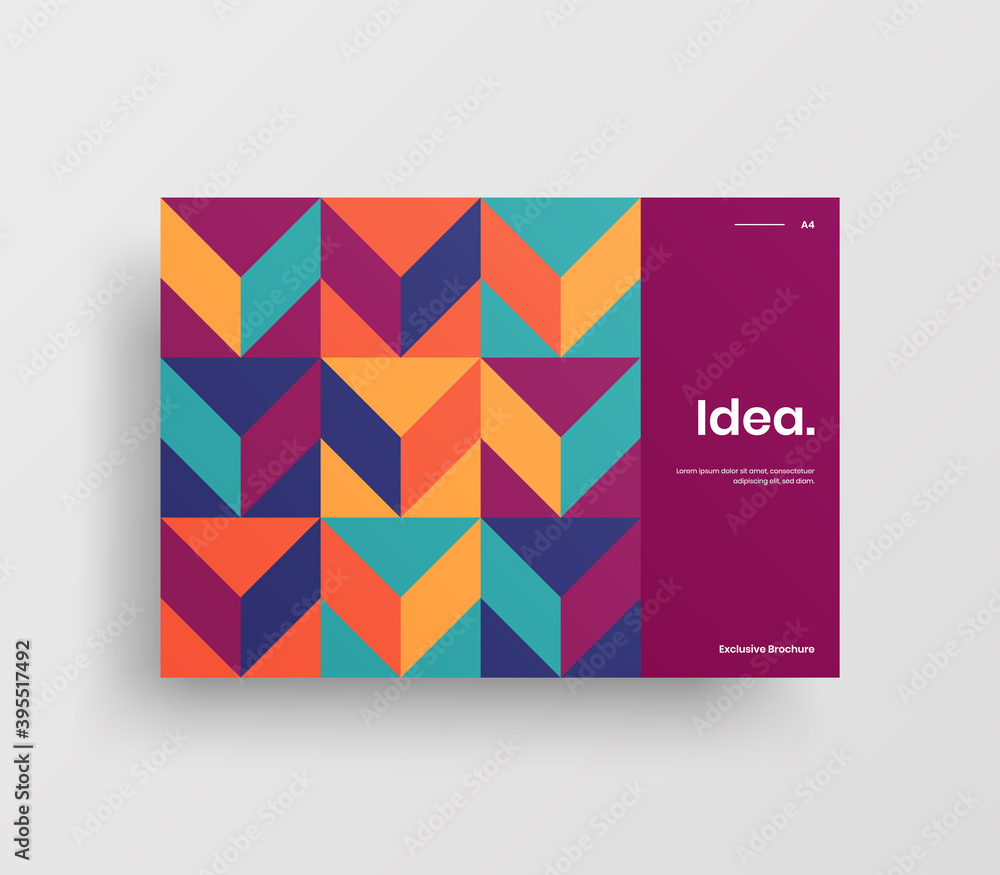 Obraz premium Creative business abstract horizontal front page vector mock up. Corporate geometric report cover illustration design layout. Company identity brochure template.