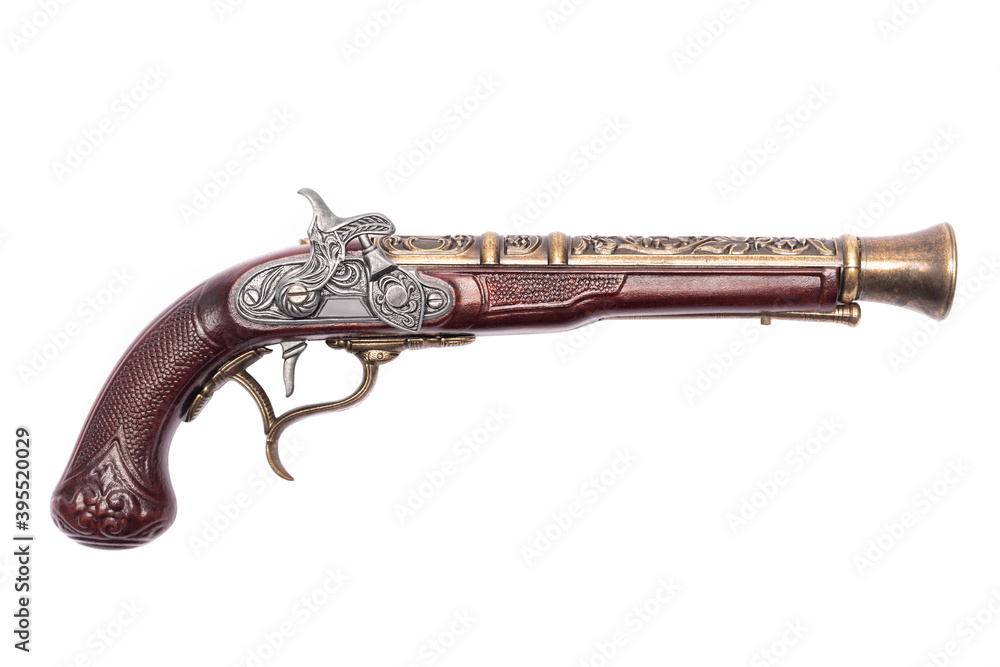 Ancient musket gun isolated on the white background. Stock Photo Adobe Stock