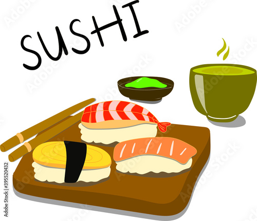 set of sushi,vector illustration,on white background.