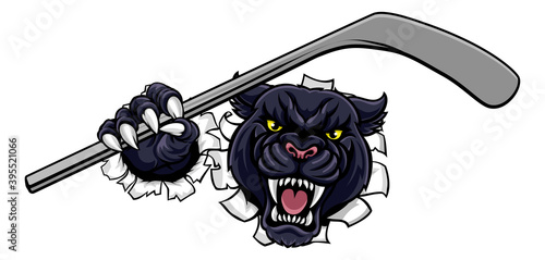 Photography A panther ice hockey player animal sports mascot holding a hockey stick