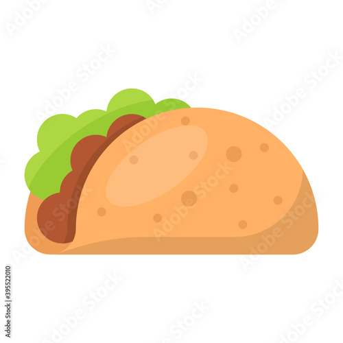 Taco Finger Food Vector color Icon Design, Quesadilla Wrap with lettuce Concept, Mexican culture symbol on White background, Customs and Traditions Signs, cinco de Mayo federal holiday elements 