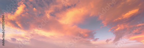 background of cloudscape with beautiful clouds at sunset on sky photo