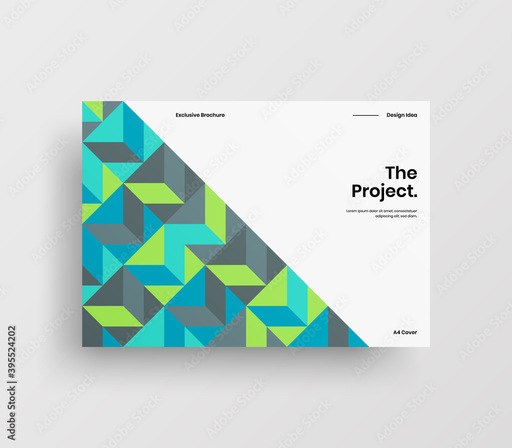 Fototapeta premium Creative business abstract horizontal front page vector mock up. Corporate geometric report cover illustration design layout. Company identity brochure template.