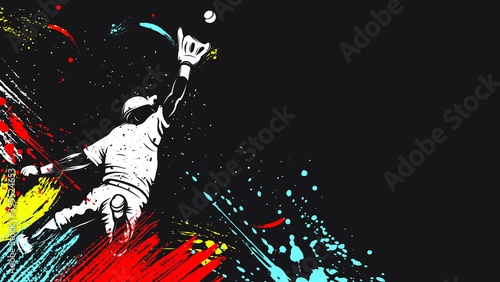 Baseball player. Baseball cap. Hitter swinging with bat. Abstract isolated vector silhouette. Iink drawing