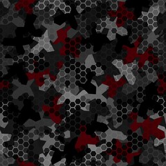 Fototapete Militärmuster Hexagonales Camouflage Muster in Dunkelgrau  © Andrew