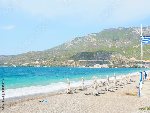 Greece Loutraki landscap from the beach