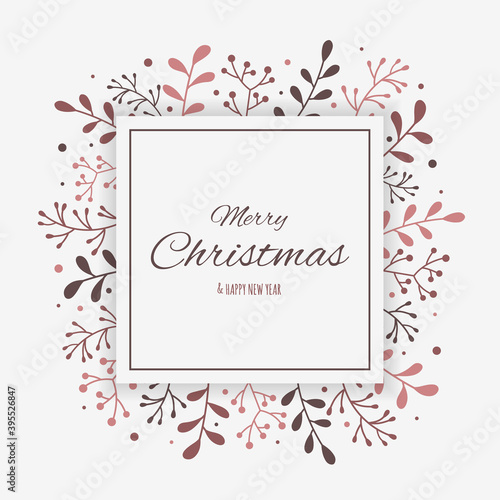 Christmas greeting card with hand drawn decorations. Concept of Xmas background with wishes. Vector