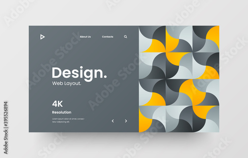 Website screen for responsive web design project development. Abstract geometric pattern banner. Corporate landing page vector illustration template.
