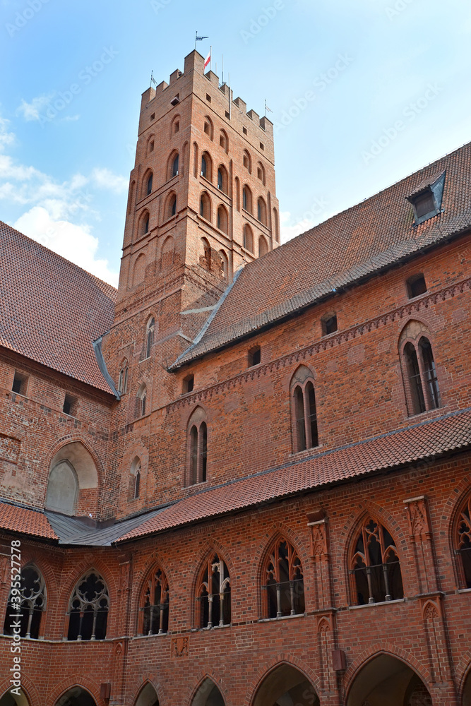 The main tower on the territory of the chivalrous castle of the Teutonic Order. Marlbork, Poland