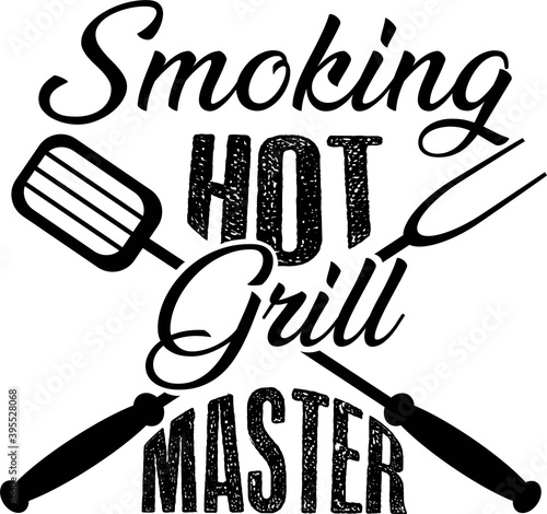 Smoking hot grill master on the white background. Vector illustration