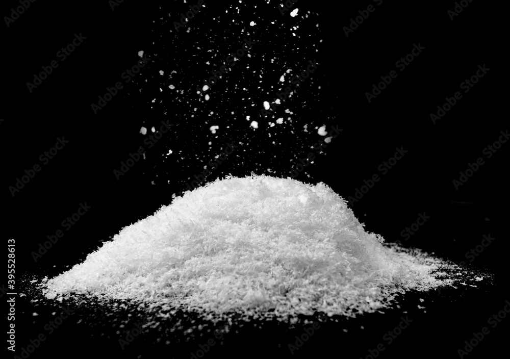 Snow heap, snowdrift isolated on black, snowy texture Snow heap, snowdrift isolated on black, snowy texture