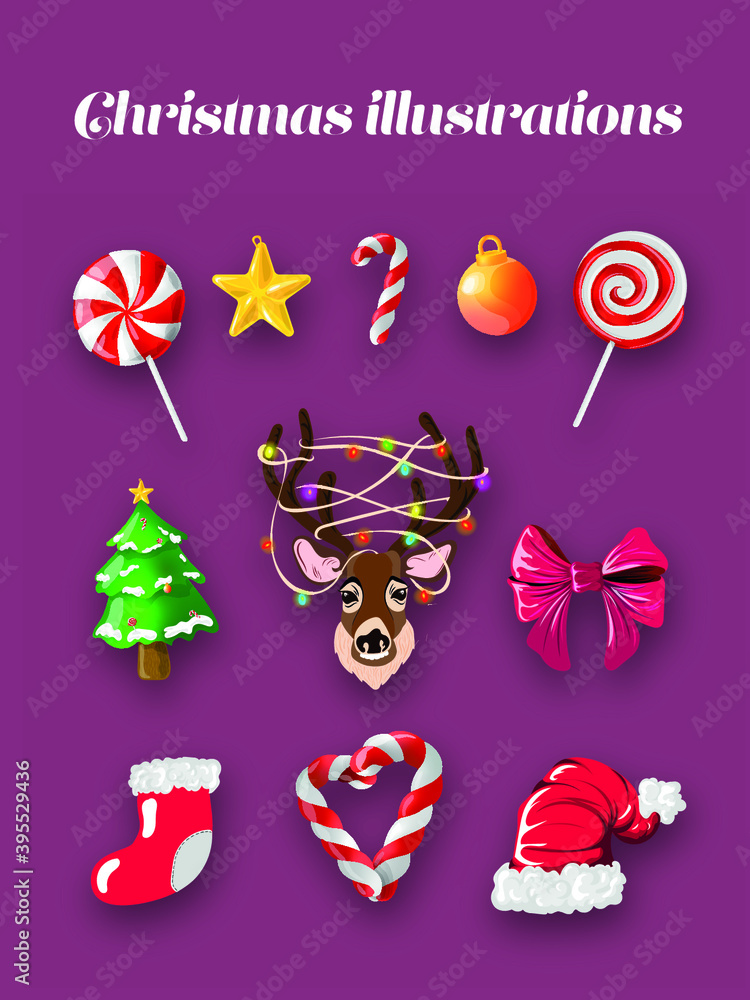 set of Christmas elements high-quality vector