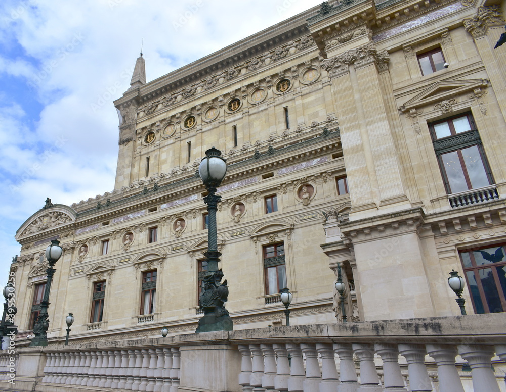 Opera Garnier or Palais Garnier, side view from the street. Paris, France. Opera Garnier or Palais Garnier, side view from the street. Paris, France.