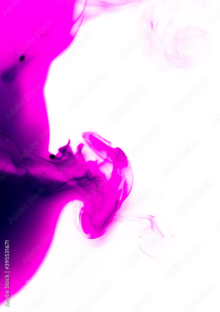Spots of red potassium permanganate on a white background.