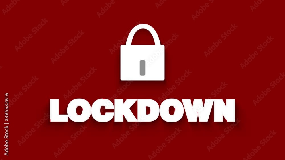 lockdown announcement. simple word and lock animation lockdown announcement. simple word and lock animation