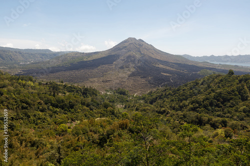 Beautiful mountain landscape of Bali island - volcano Batur in Kintamani and lake. Travel Indonesia concept