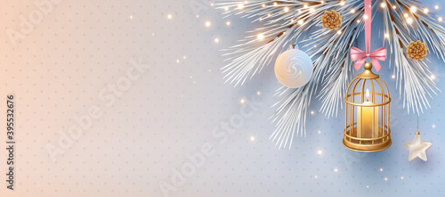 Christmas and New Year realistic banner