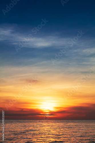 dramatic sunset with clouds over ocean