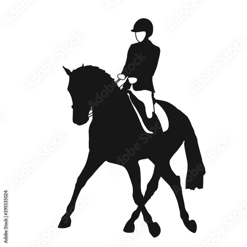 Dressage rider and horse performance the half pass.